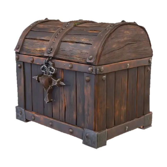 A dark-fantasy medieval chest made out of old, rotting wood and rusted metal. Dusty, weathered,… AI 생성 3D 모델