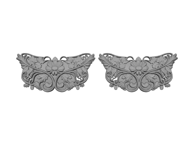 3D model for Twin Baroque Gold Filigree Ornaments