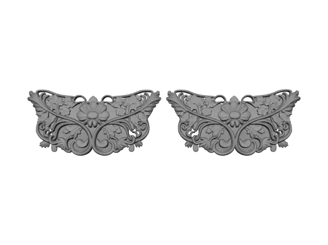 3D model for Twin Baroque Gold Filigree Ornaments