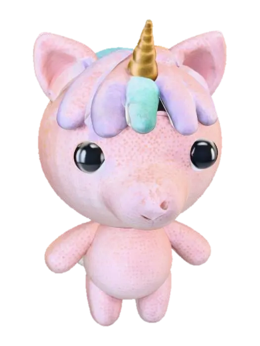 Pastel Unicorn Plush - Amigurumi 3D model, vytvořený pomocí AI