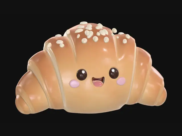 3D model for Smiling Sesame Croissant