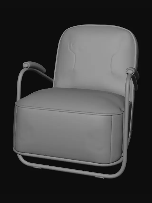 3D model for Brown Leather Lounge Chair with Chrome Frame