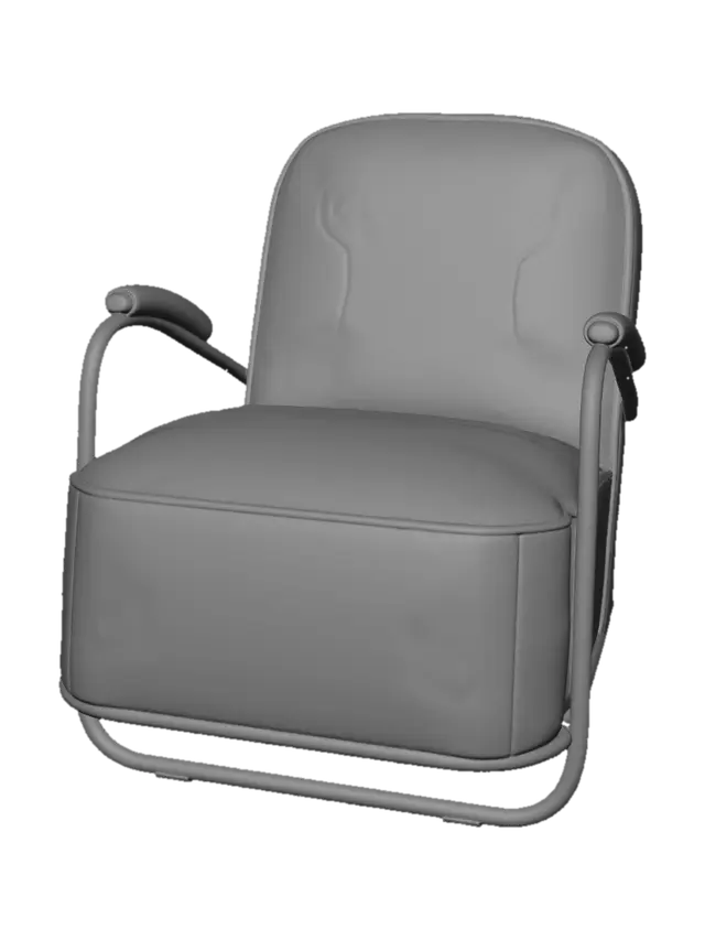 3D model for Brown Leather Lounge Chair with Chrome Frame