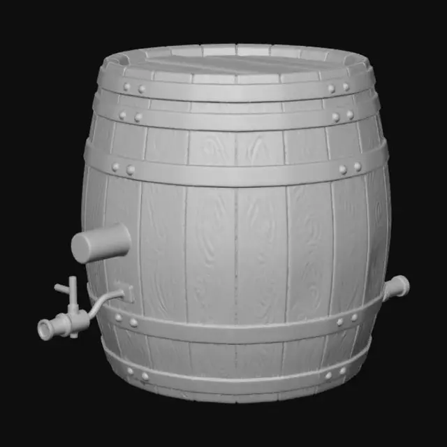 3D model for Oak Barrel with Tap