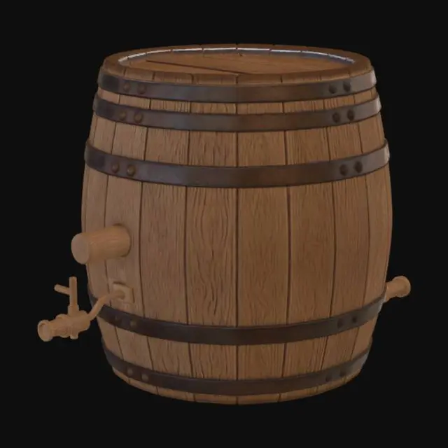 3D model for Oak Barrel with Tap