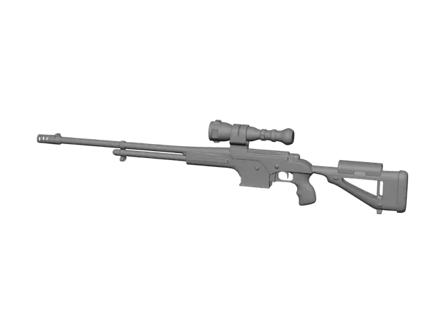 3D model for Black bolt-action sniper rifle with scope
