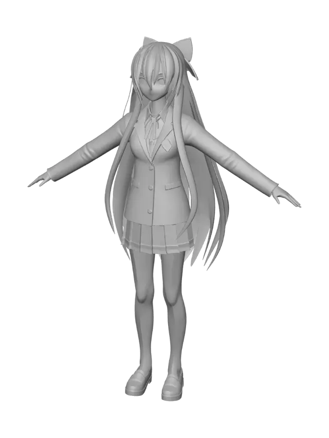 3D model for Violet-haired Schoolgirl in Uniform