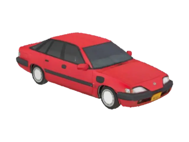 Red Sedan on Street - Daewoo 3D model, vytvořený pomocí AI