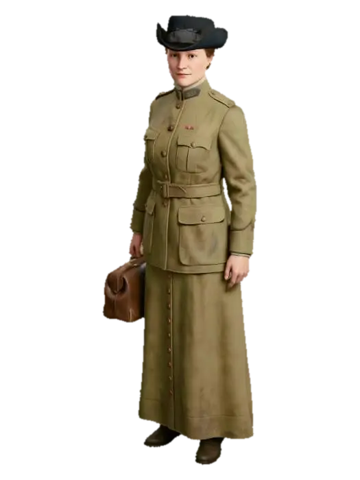 Nicole Girard-Mangin, French war doctor 3D model, vytvořený pomocí AI