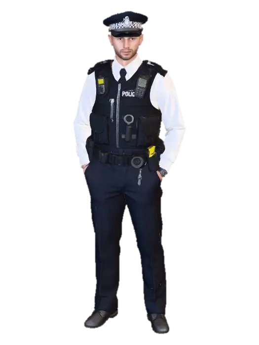 Police Officer in Tactical Vest 3D model, vytvořený pomocí AI