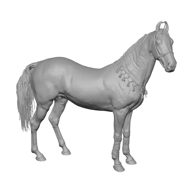 3D model for White horse with tassel necklace