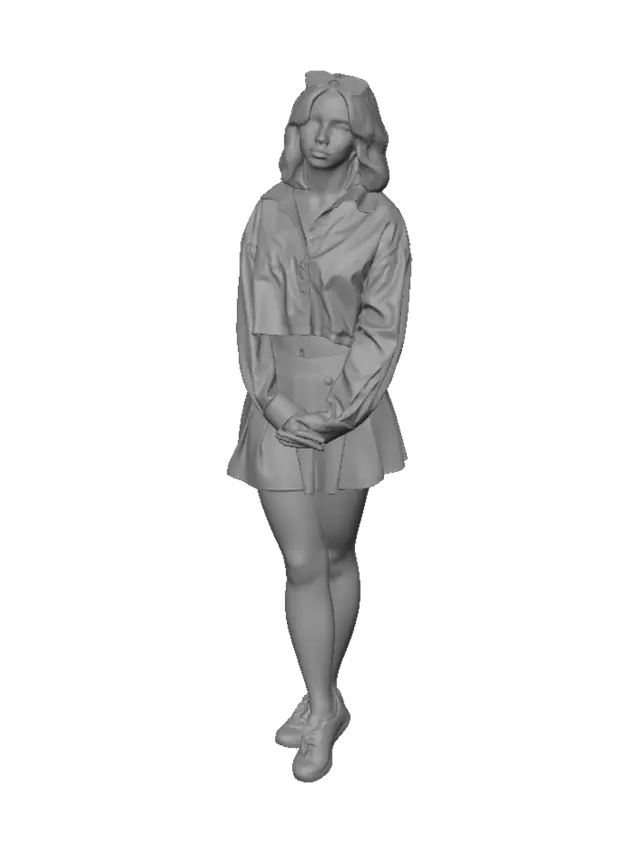 3D model for Pastel blue cropped shirt and skirt