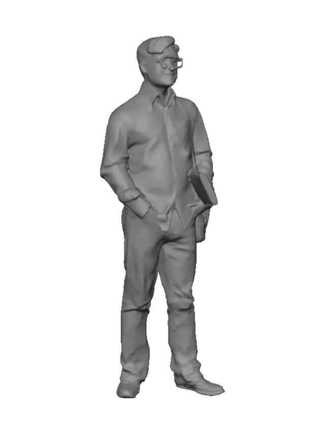 3D model for Create a character named Brother Li Xiang. He is from Minnan, dressed in a simple shirt and jeans. He is handsome, carries a work bag, wears ordinary glasses, and holds a work file.