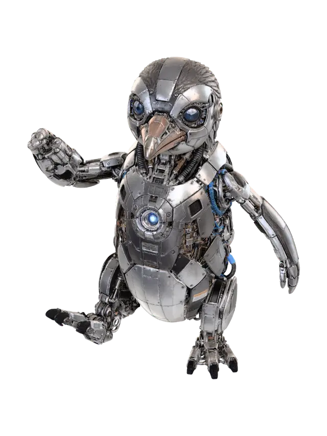 Robot Penguin 3D model, vytvořený pomocí AI