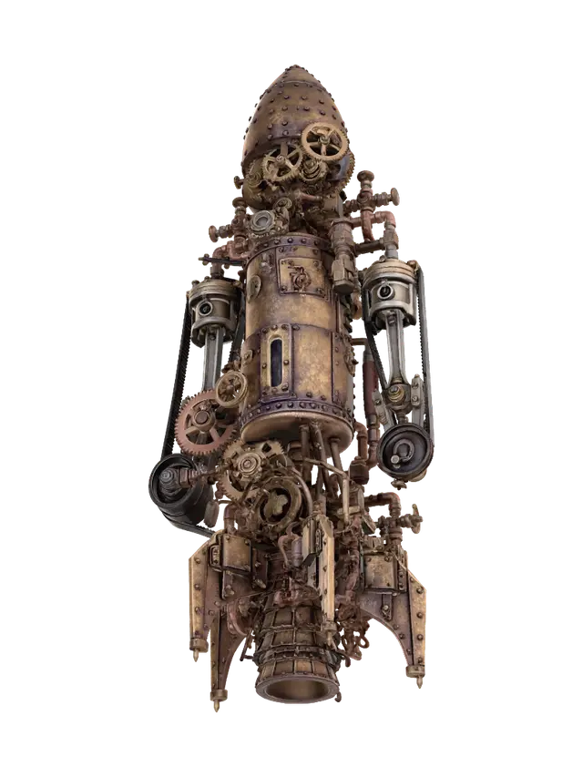 Steam Powered Rocketship - Fantasyart 3D model, vytvořený pomocí AI