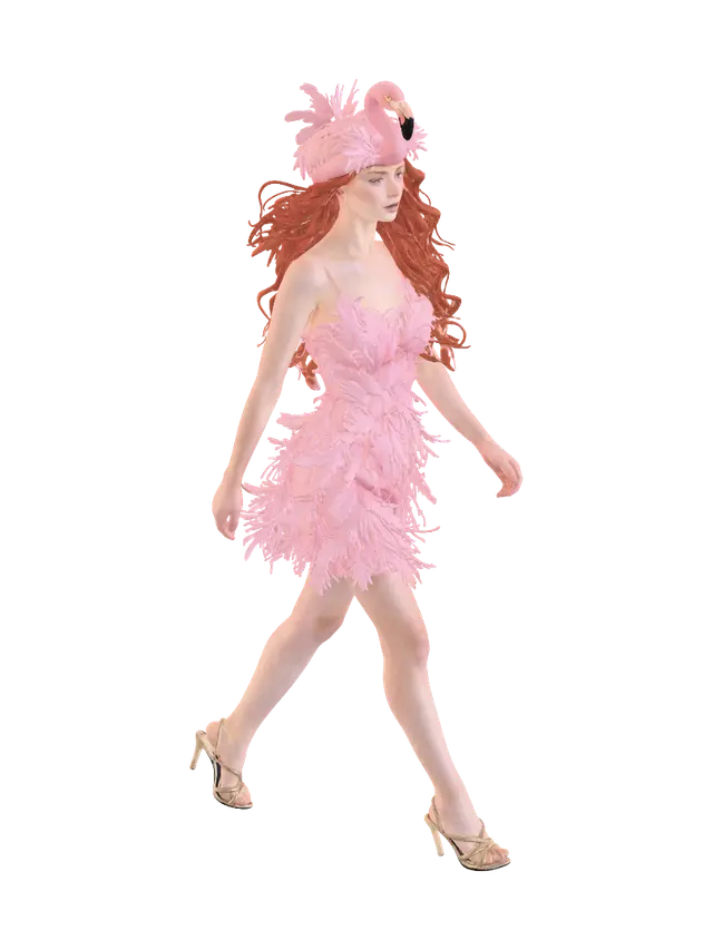 Pretty Flamingo - Walk 3D model, vytvořený pomocí AI