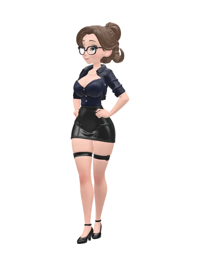 Toon Woman - Matte 3D model, vytvořený pomocí AI