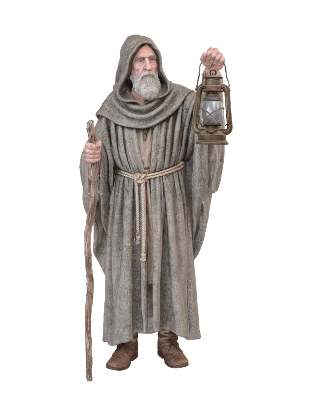 The Hermit - Monk 3D model, vytvořený pomocí AI