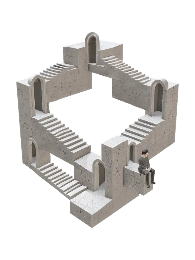 Modello 3D Man on Cantilever - Elevated, generato dall’IA