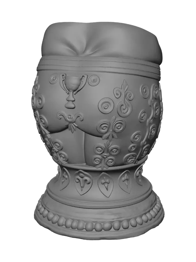 3D model for a big fatty human bottom on a pedestal shaped as a trophy