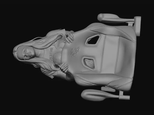 3D model for Red-Haired Gamer in a Racing Chair