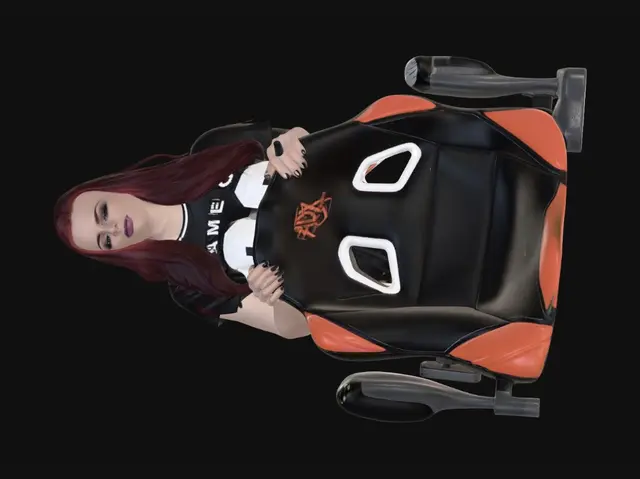 3D model for Red-Haired Gamer in a Racing Chair