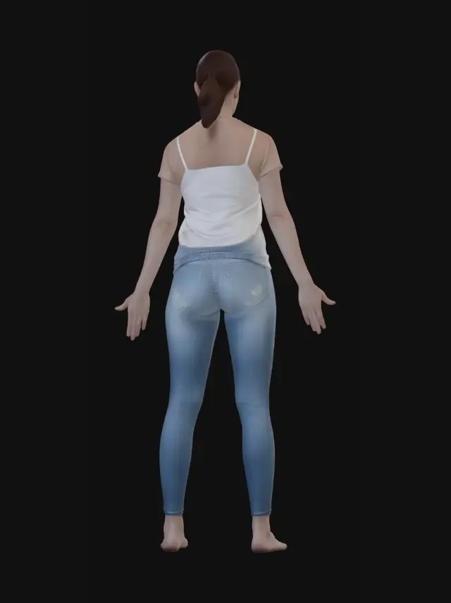 3D model for Low-Angle Portrait in White Tank and Jeans
