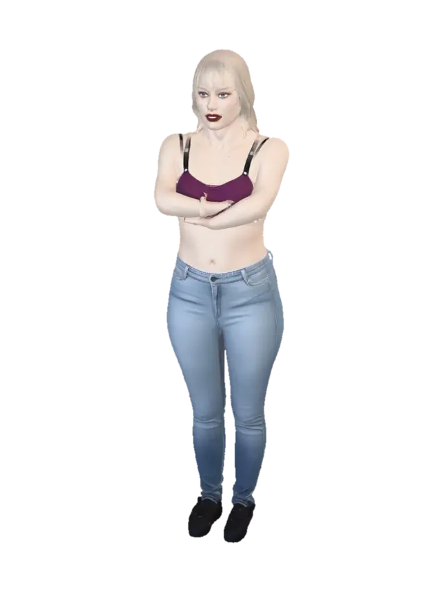 Back View in Denim Jeans - Pants 3D model, vytvořený pomocí AI