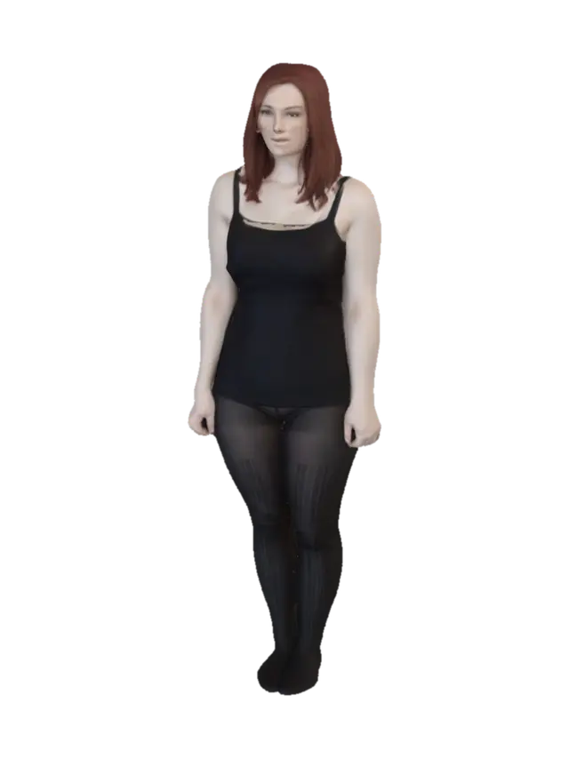 3D model for Red-haired woman in black tank top and tights
