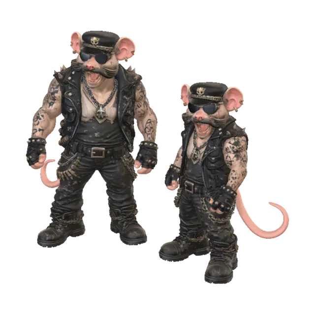 Mice of Mayham - Rat 3D model, vytvořený pomocí AI