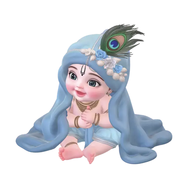 Baby Krishna in Blue - Devotional 3D model, vytvořený pomocí AI