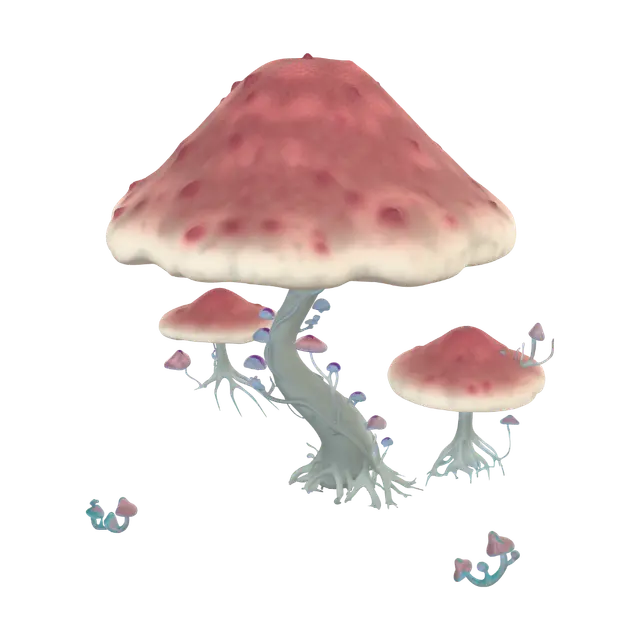 Fantasy fungi - Mold 3D model, vytvořený pomocí AI