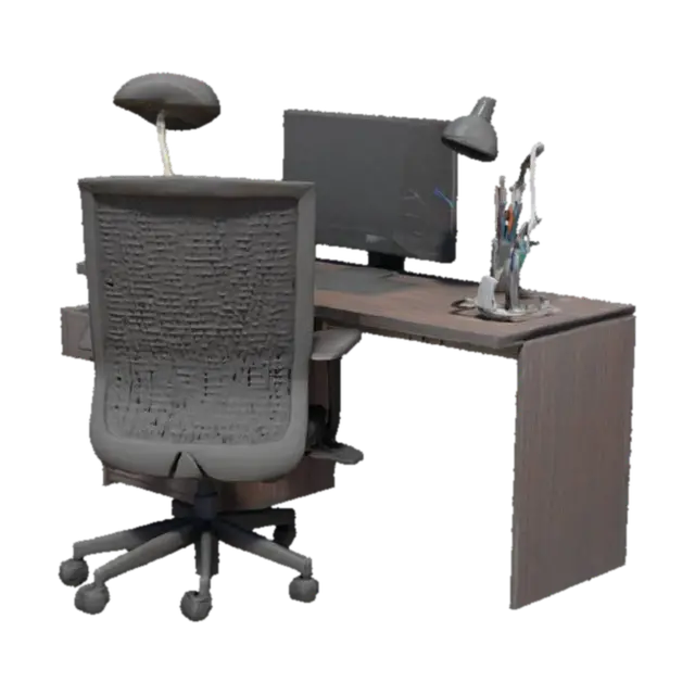 office desk 3D model, vytvořený pomocí AI