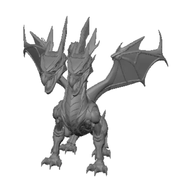 3D model for three head Dragon cyberfunk metal armor on face and body with red  lightning effect around, and the background is all steamfunk buildings