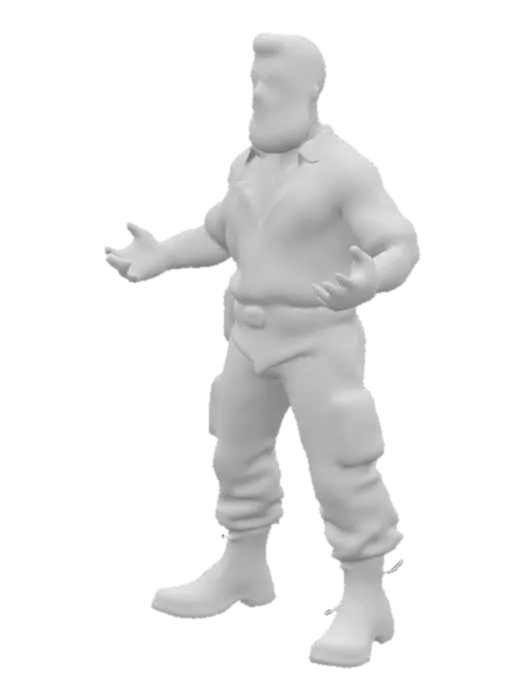 3D model for Cartoony survivor adult man low poly but not too low poly 