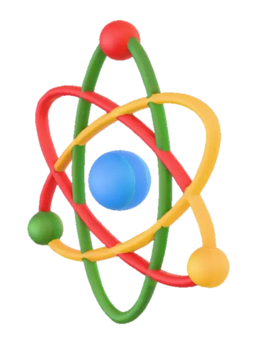 Atom Symbol 3D model, vytvořený pomocí AI