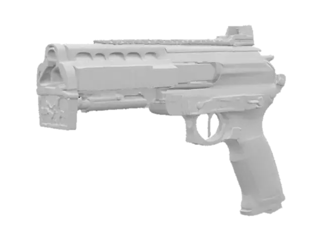 3D model for huge semi-automatic pistol, huge barrel, Game Asset, Ultra Realistic, Unreal engine 5 FPS game, Call of duty 
