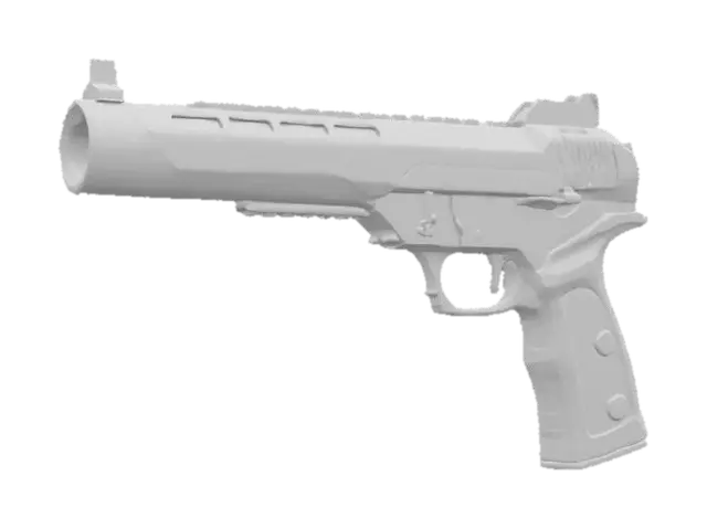 3D model for huge semi-automatic pistol, huge barrel, Game Asset, Ultra Realistic, Unreal engine 5 FPS game, Call of duty, Russian PKV SMG 
