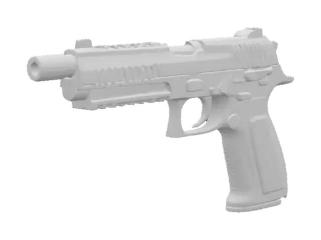 3D model for James Bond Secret Agent Pistol, semi-automatic pistol, huge barrel, Game Asset, Ultra Realistic, Unreal engine 5 FPS game, Call of duty, PKV MARK 3, HAMMER Edition