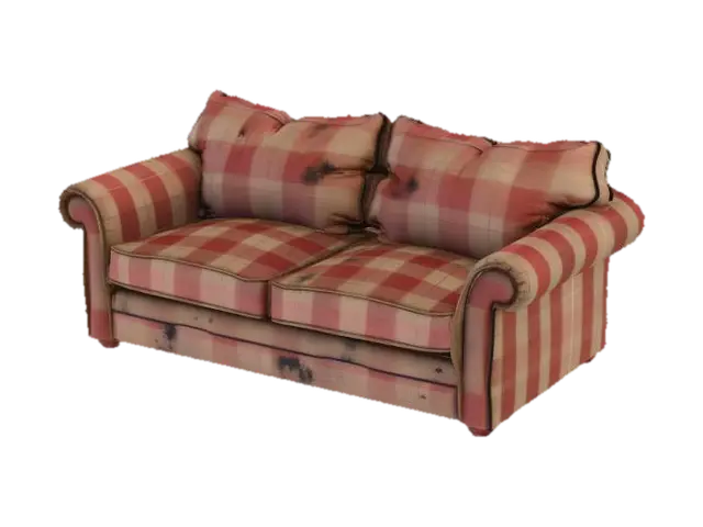 3D model for Dirty old plaid couch, high quality, realistic