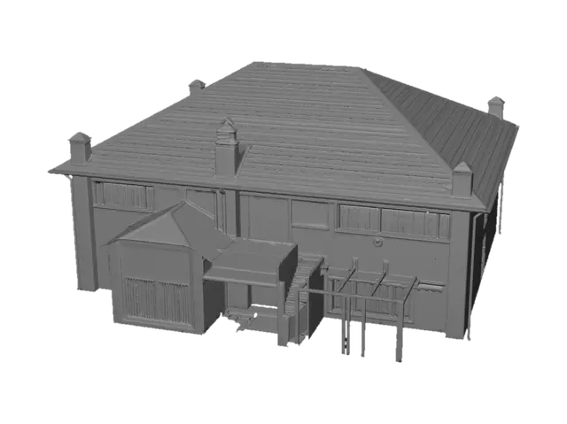 3D model for Sunlit Beige Two-Story House