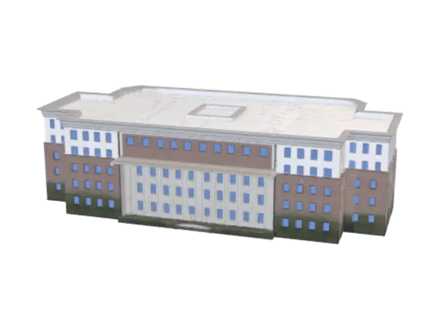 3D model for Sunlit Brick Office Building
