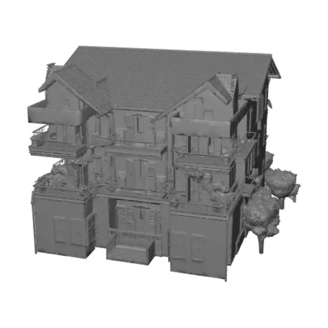 3D model for Peach-Colored Apartment Building by the Trees