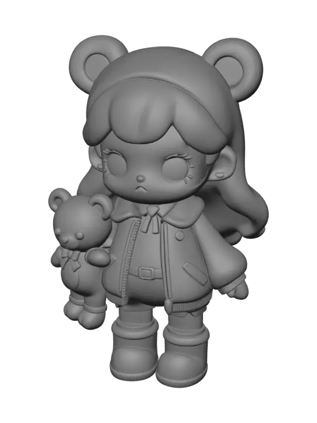 3D model for Bear Hoodie Girl with Teddy