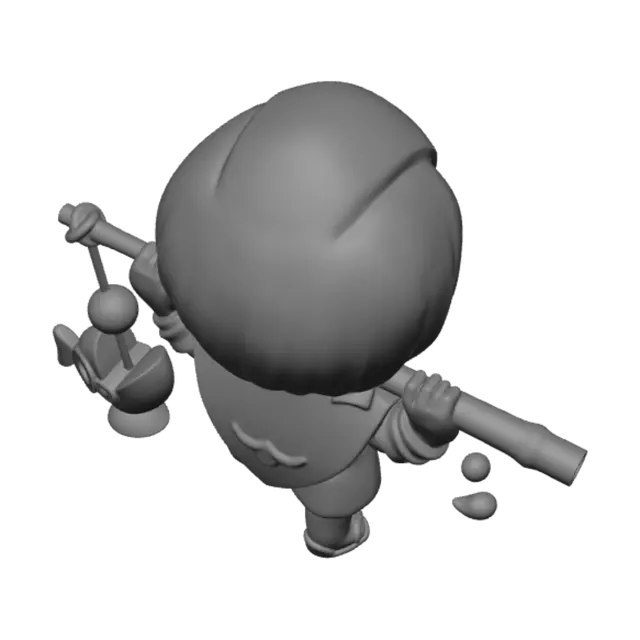 3D model for Cartoon boy with green bird