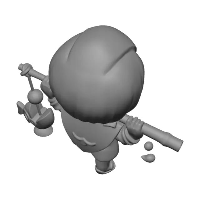 3D model for Cartoon boy with green bird