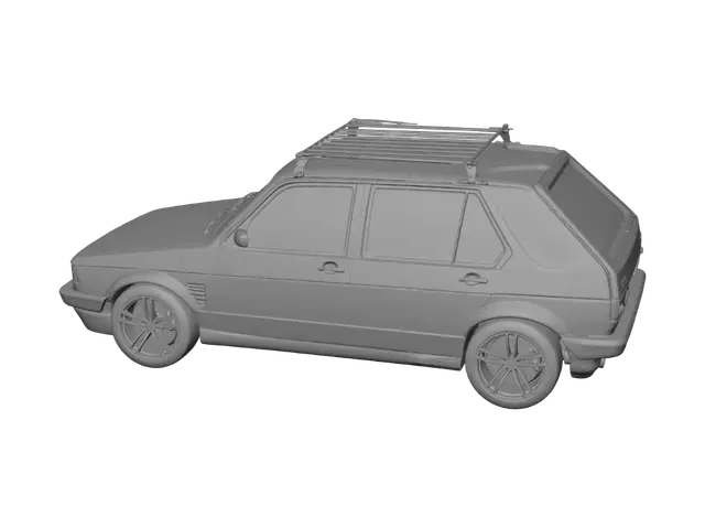 3D model for Turquoise Gate and Vintage Car in a Suburban Driveway