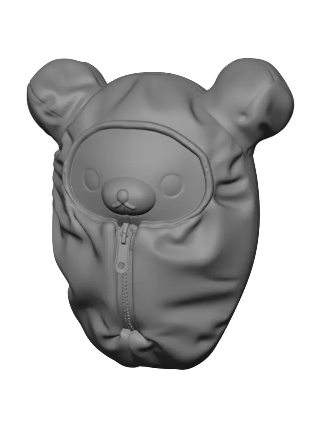 3D model for Pink Bear Face Hooded Plush