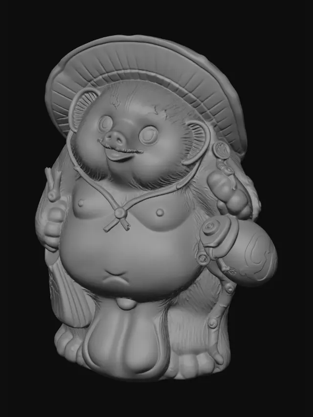 3D model for Sake-Drinking Tanuki
