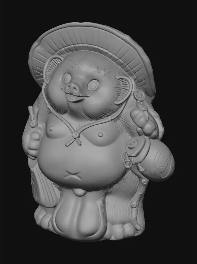 3D model for Sake-Drinking Tanuki
